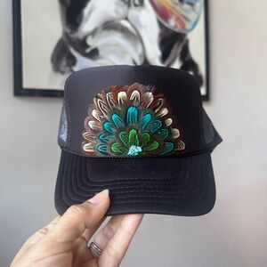 F5 Boho Feather Trucker Hat